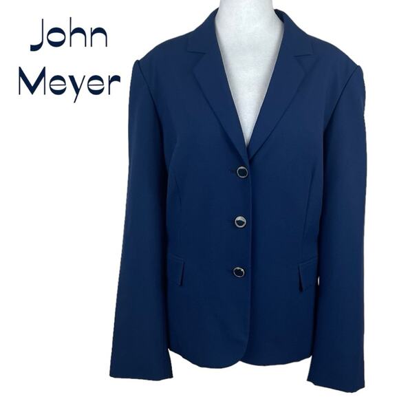 John Meyer Navy Blue Academia Career Office Jacket NWOT Size 16 - Picture 2 of 12